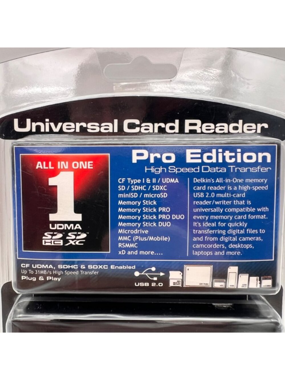 Delkin Devices Universal Card Reader Pro Edition High Speed USB 2.0 All In One - Picture 2 of 10